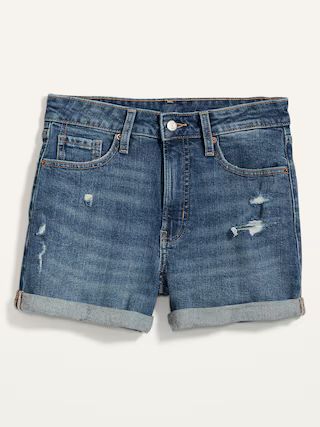 High-Waisted O.G. Straight Ripped Jean Shorts for Women -- 3-inch inseam | Old Navy (US)