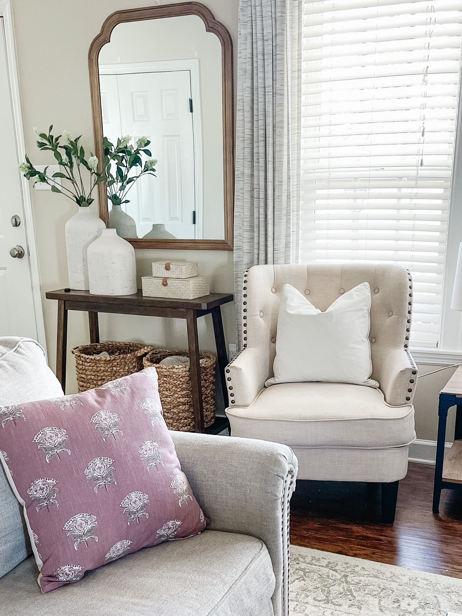 Hearth and Hand on sale 25% off!! Entryway table decor, ceramic vase, small console table, wall mirror, floral pillow, accent chair 

#LTKsalealert #LTKFind #LTKhome