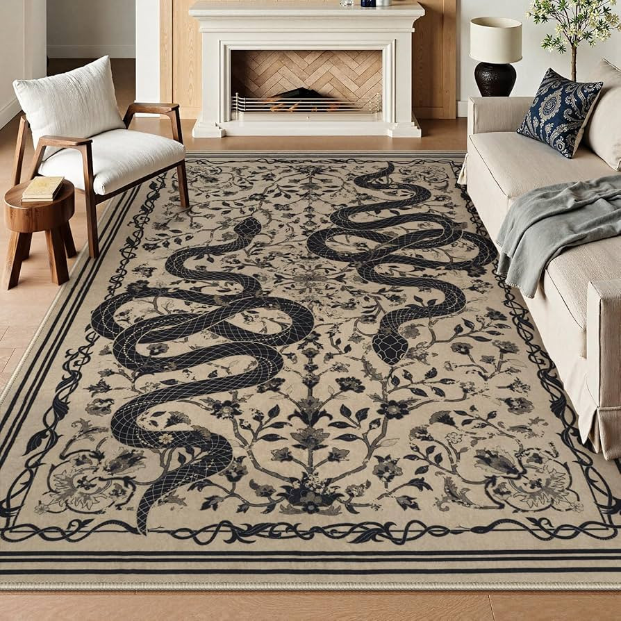 LIVEBOX 5x7 Washable Area Rug - Snake Rug for Living Room, Non-Slip Soft Bedroom Rugs, Low Pile I... | Amazon (US)