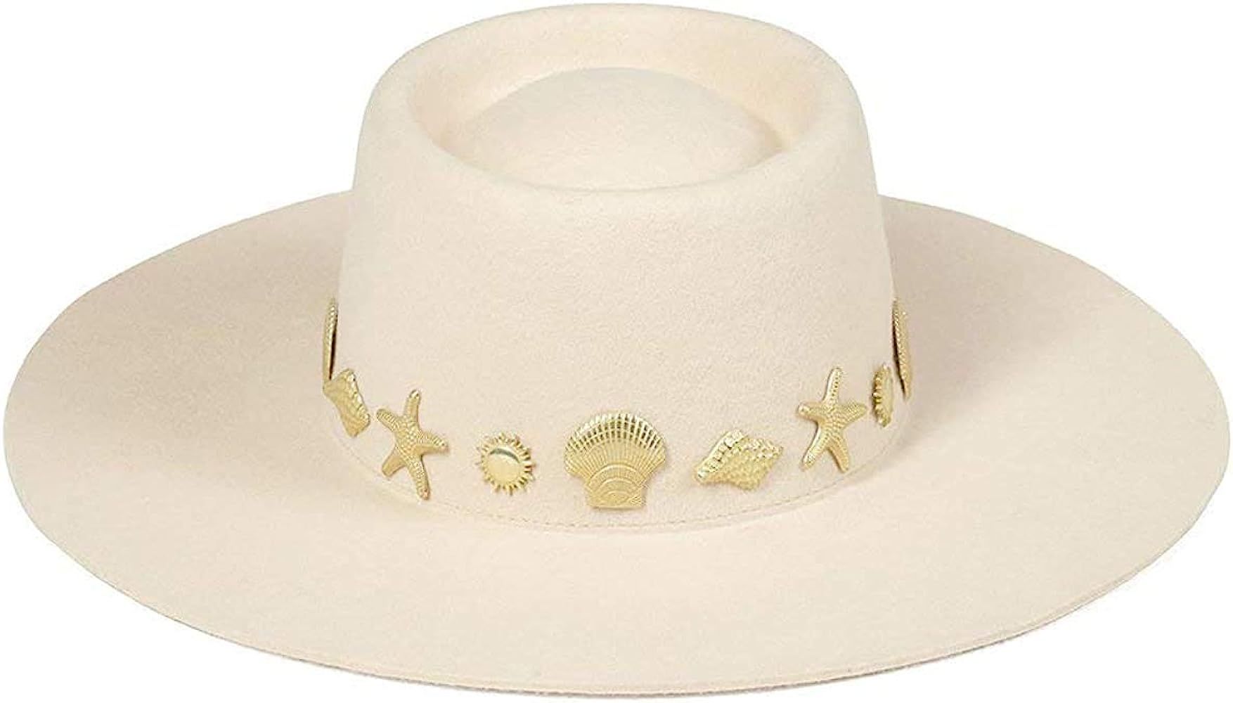 Lack of Color Women's Wool Boater Hat with Gold Conchos | Amazon (US)