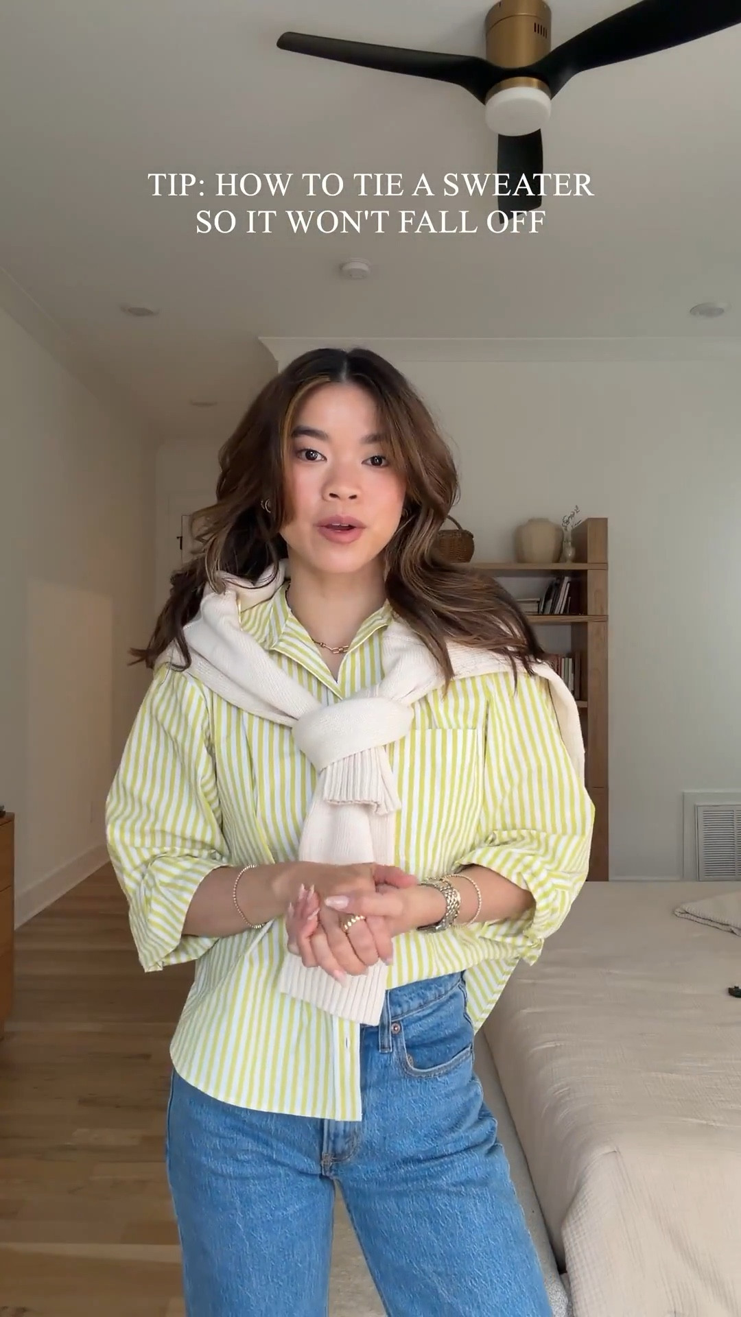 How I tie a sweater over my shoulders so it doesn’t come undone! 

Top XS in yellow stripe.

Jeans 23 extra short in medium wash

Style hack, fashion tips and tricks, spring outfits, spring fashion, spring style, mom outfits, petite style, petite fashion 

#LTKPetite #LTKootd #LTKgrwm