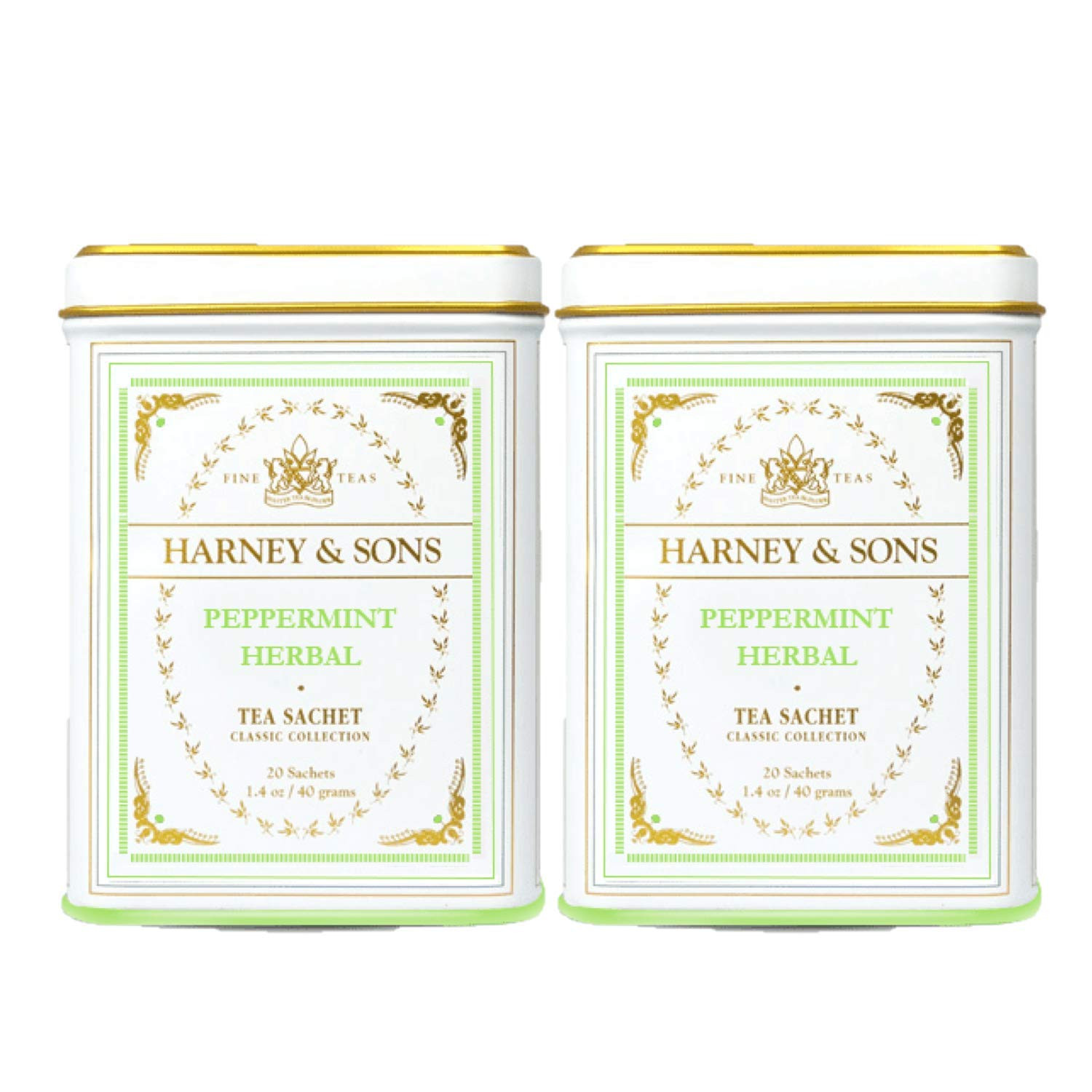 Harney & Son's Peppermint Herbal Tea Tin 20 Sachets (1.4 oz ea, Two Pack) - Herbal Peppermint Tea... | Amazon (US)