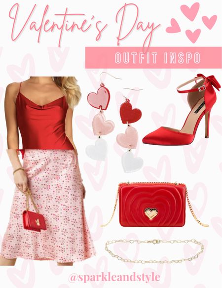 Valentine’s Day Outfit Inspo: I styled this adorable pink with red heart print satin skirt with a satin red top, red, pink, and white heart earrings, satin red bow heels, a res quilted purse with a gold heart detail, and a gold heart link bracelet! ❤️💗

Valentine’s Day outfit, Valentine’s Day styles, Valentine’s Day fashion, Galentine’s Day outfit, Galentine’s Day styles, Galentine’s Day fashion

#LTKunder50 #LTKshoecrush #LTKstyletip
