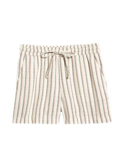 High-Waisted Dobby-Stripe Linen-Blend Shorts for Women -- 4-inch inseam | Old Navy (US)