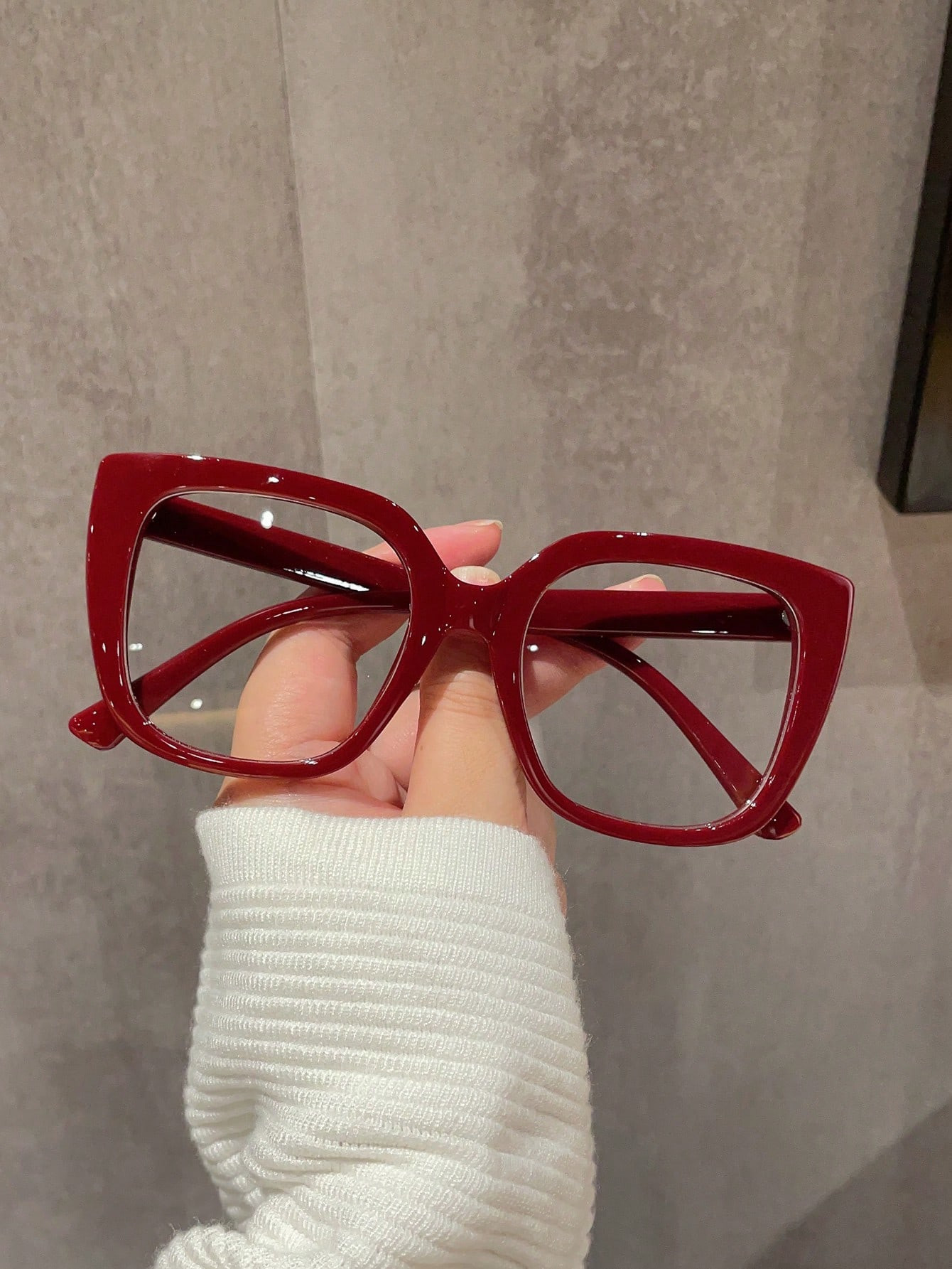 1pair Ladies Burgundy Square PC Frame Vintage Plain Non-Prescription Glasses Suitable For Daily W... | SHEIN