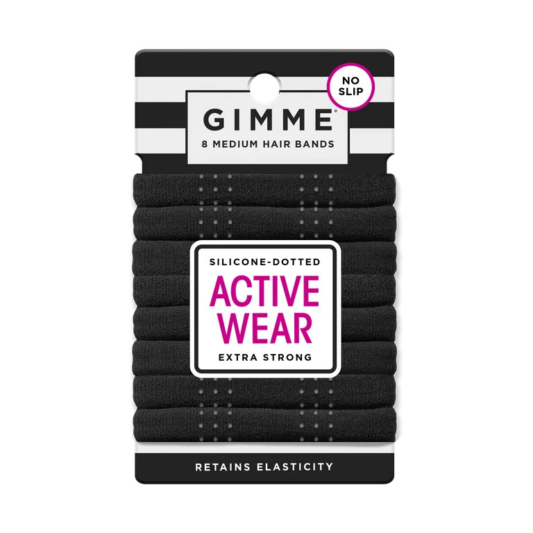 Gimme Xgrip Hair Bands, Ponytail Holder Hair Tie for Medium Hair, Black, 8 Ct | Walmart (US)