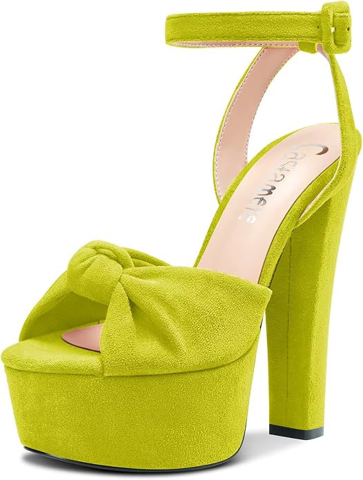 Castamere Women High Chunky Block Platform Heel Peep Open Toe Ankle Strap Bow-knot Sandals | Amazon (US)