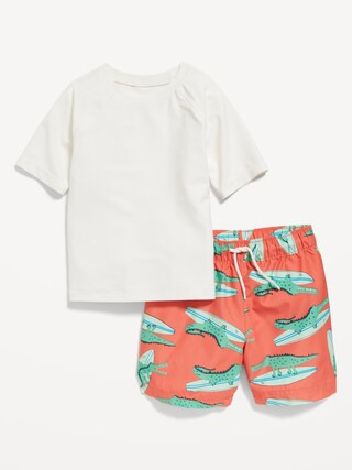 Unisex Graphic Rashguard Swim Top & Trunks for Toddler | Old Navy (US)