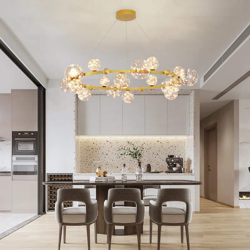 47.2" Modern Gold LED Chandelier with 18 Lights | Wayfair North America