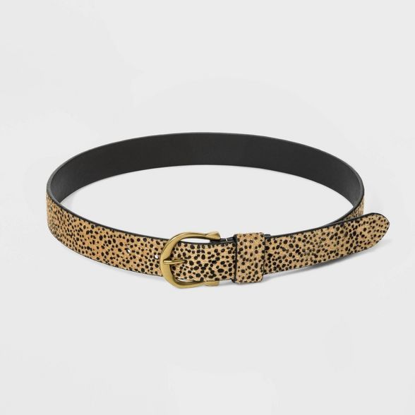Women's Leopard Print Faux Hair Belt - Universal Thread™ Brown 2X | Target