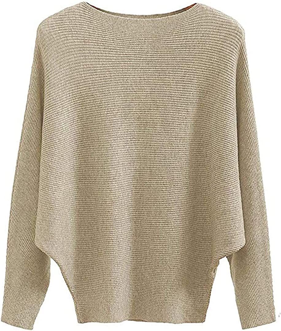 MAKARTHY Women's Batwing Sleeves Knitted Dolman Sweaters Pullovers Tops (Caramel) at Amazon Women... | Amazon (US)