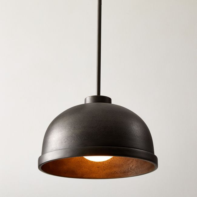 Capitola Indoor/Outdoor Black Cast Aluminum Dome Pendant Light | CB2