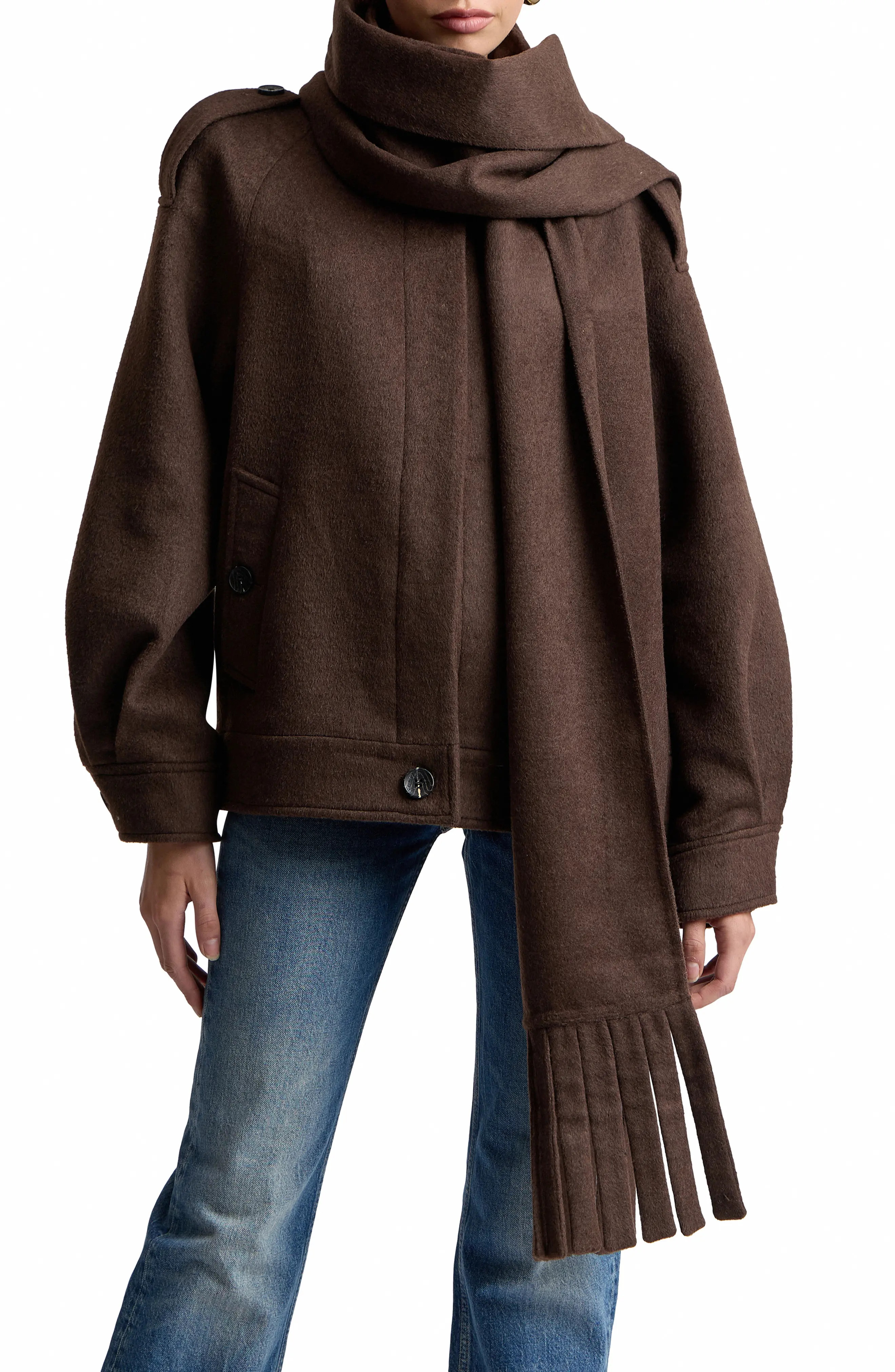 Oversized Coat with Detachable Scarf (Women) | Nordstrom | Nordstrom