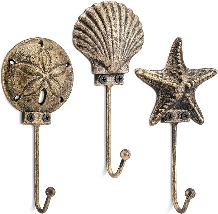 Hicarer 3 Pcs Ocean Cast Iron Wall Hooks for Bathroom | Amazon (US)