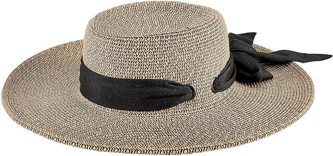 San Diego Hat Company Women's Boater Hat with Scarf Bow, Natural | Amazon (US)