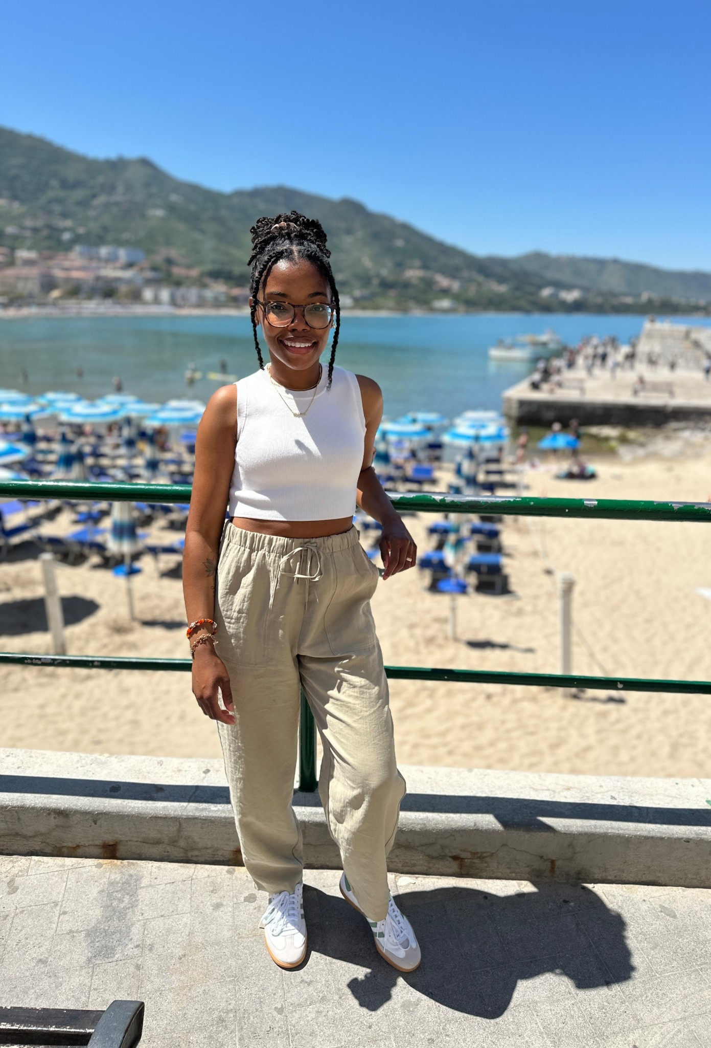 One of my favorite summer outfit combinations for traveling: comfy pants, a tank top, and cute shoes. 

The pants and shirt I’m wearing can’t be linked but similar options are below.  
#summeroutfit #adidassamba

#LTKPetite #LTKTravel #LTKShoeCrush