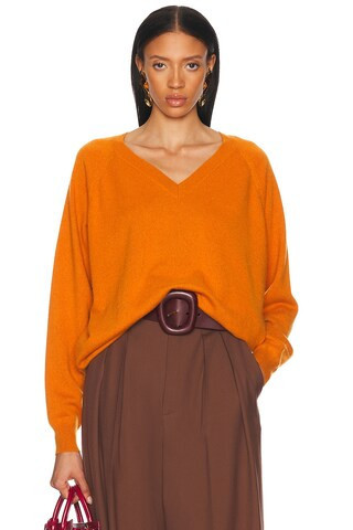 Saint Laurent V-neck Sweater in Orange | FWRD 