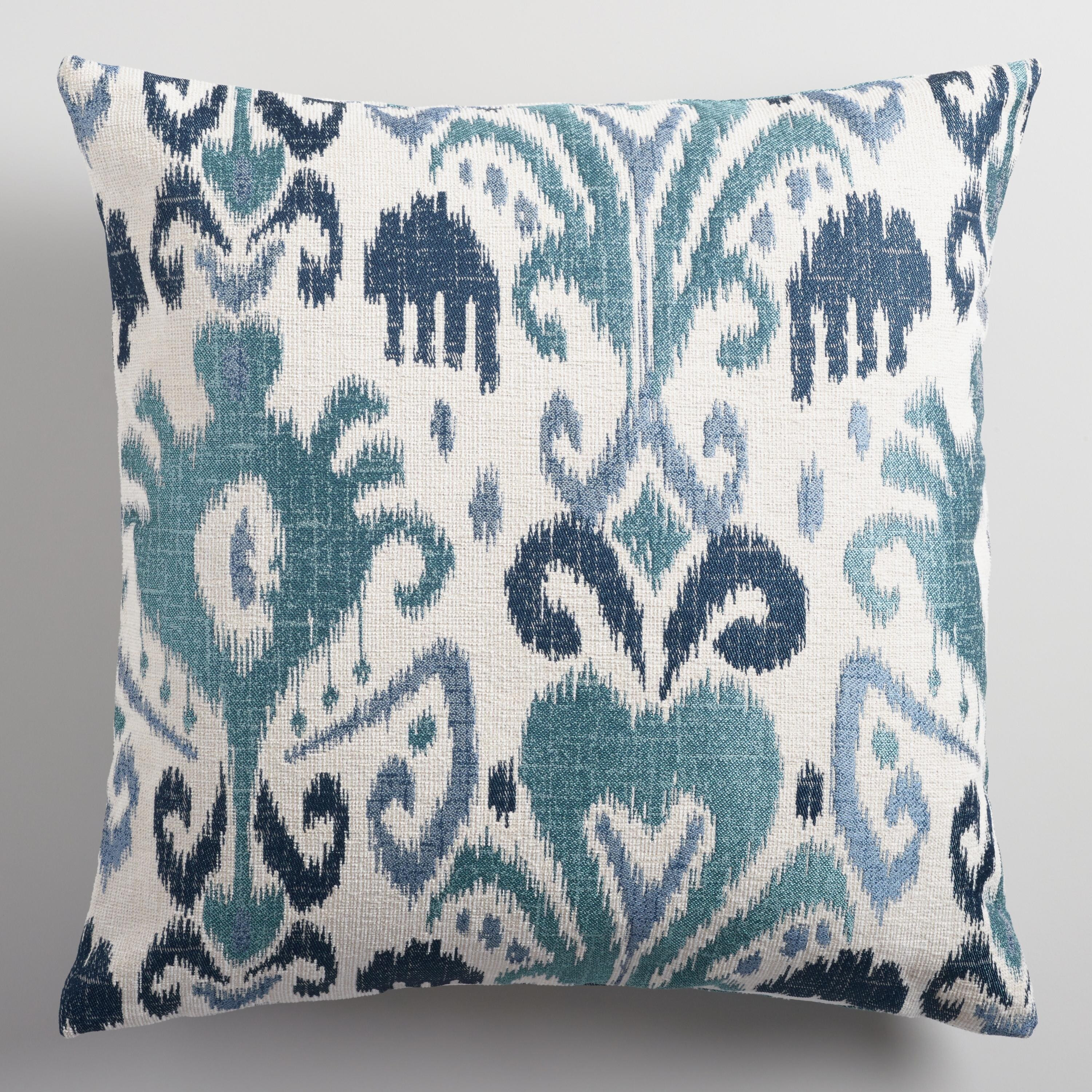 Indigo Ikat Jacquard Throw Pillow | World Market