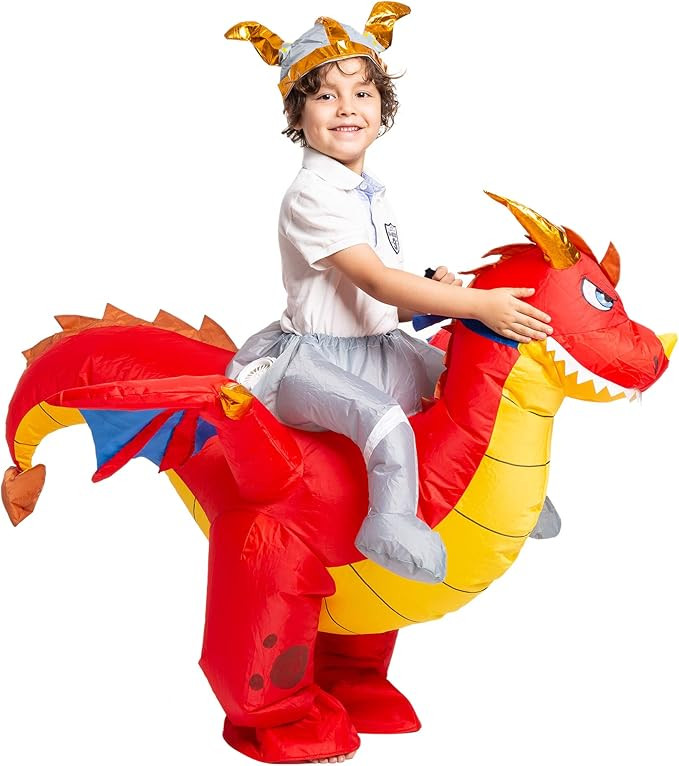 Spooktacular Creations Inflatable Costume Dragon Riding a Fire Dragon Air Blow-up Deluxe Hallowee... | Amazon (US)
