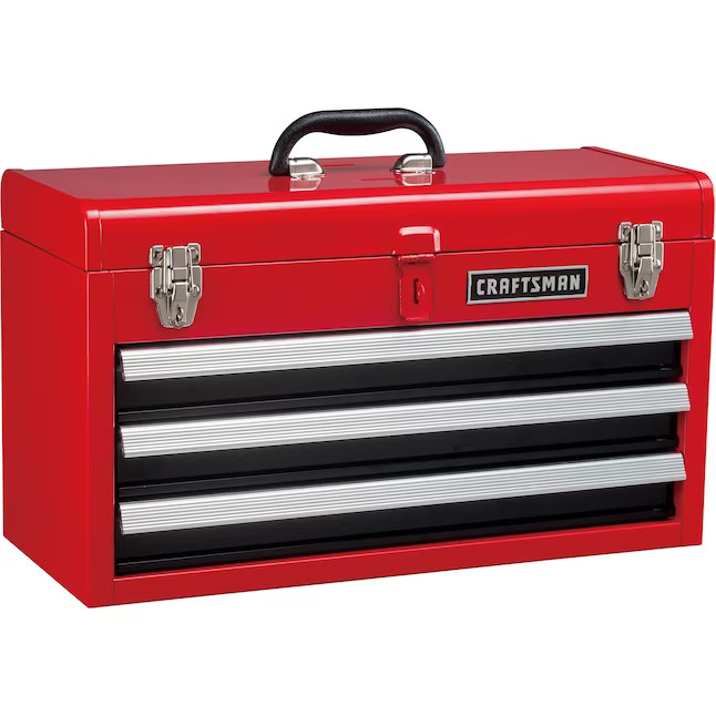 CRAFTSMAN Portable 20.47-in W x 11.81-in H x 8.58-in D 3 -Drawer Red and Black Steel Tool Box | Lowe's