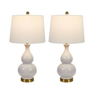 Maxax Sacramento 26 .75 in. White Table Lamp Set with USB (Set of 2) T08-WH - The Home Depot | The Home Depot