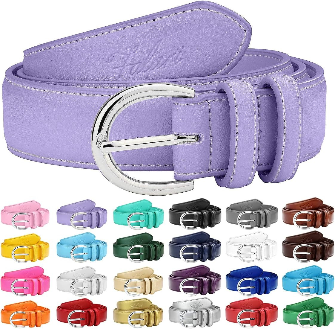 Falari Women Genuine Leather Belt Fashion Dress Belt With Single Prong Buckle 6028-31 Colors | Amazon (US)