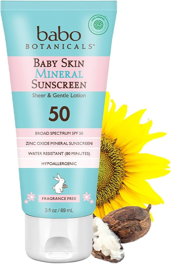 Babo Botanicals Baby Skin Mineral Sunscreen Lotion SPF 50 Broad Spectrum - with 100% Zinc Oxide A... | Amazon (US)