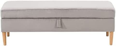CorLiving Perry Velvet Fabric Storage Ottoman - Light Gray | Amazon (US)