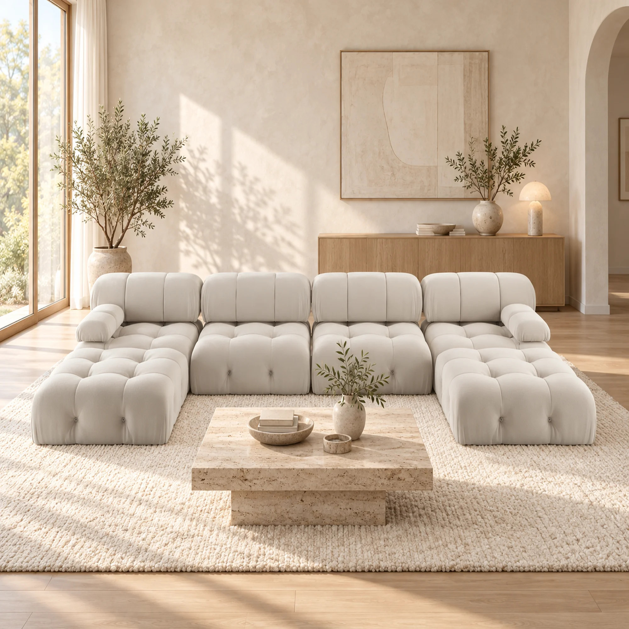 Cylar 138.6'' Wide Velvet Reversible Modular Sofa & Chaise with Ottoman | Wayfair North America