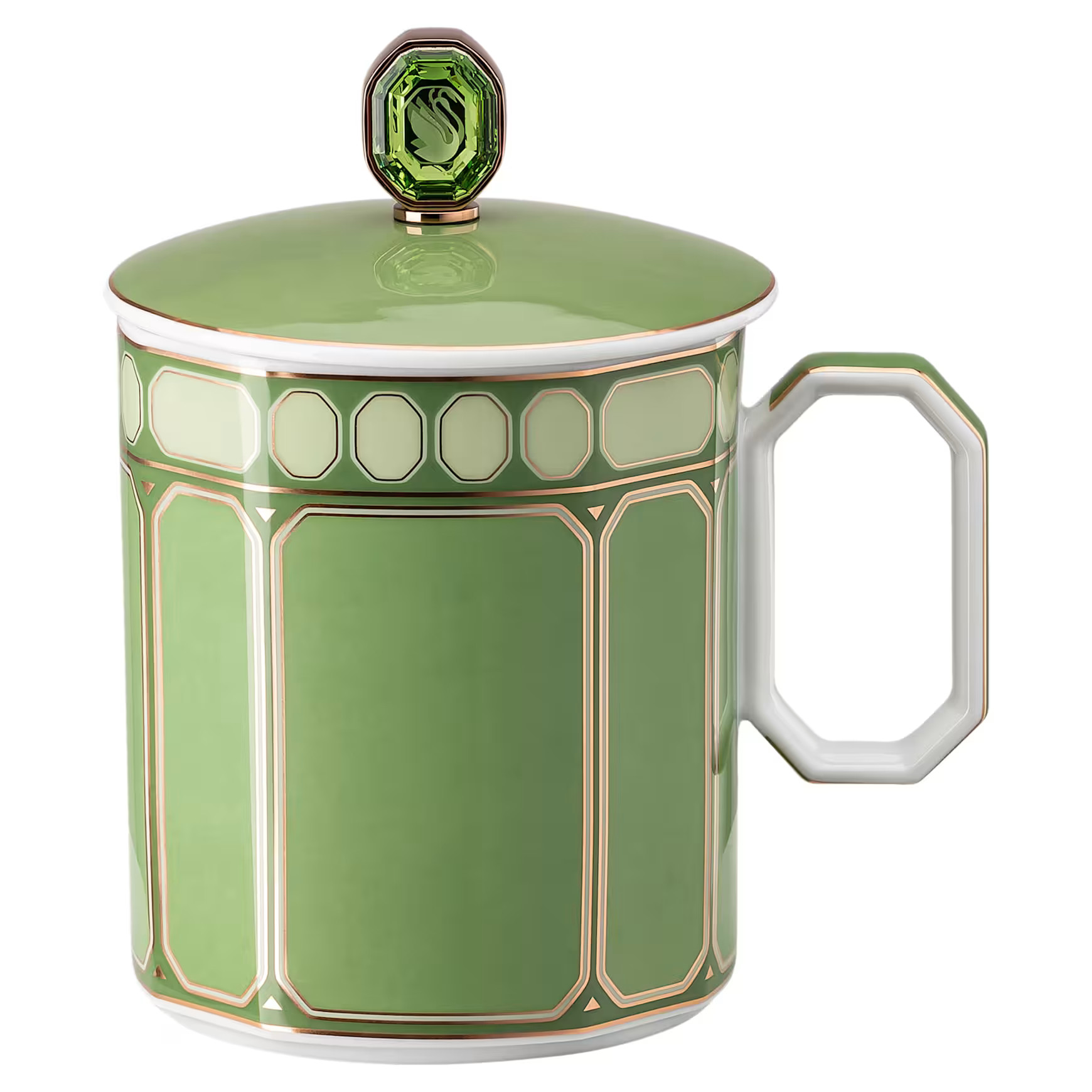Signum mug with lid, Porcelain, Green by SWAROVSKI | SWAROVSKI