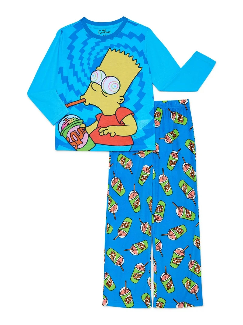 The Simpsons Boys Long Sleeve Top and Pants Pajama Set, 2-Piece, Sizes 4-12 | Walmart (US)