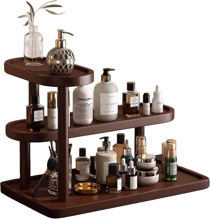 GDQ Wooden Display Organizer Stand,Perfume Organizer, Brown Pine Wood Vanity Organizer Display St... | Amazon (US)