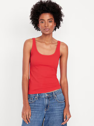 First-Layer Ribbed Scoop-Neck Tank Top | Old Navy (US)