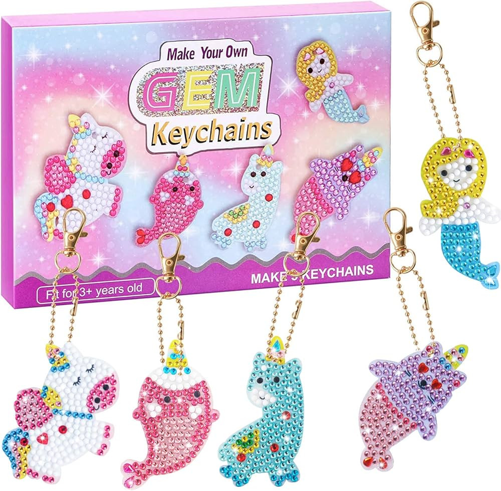 Crafts for Girls 8-12 - Make Your Own GEM Art Keychains - Diamond Art Kits for Kids - Arts and Cr... | Amazon (US)
