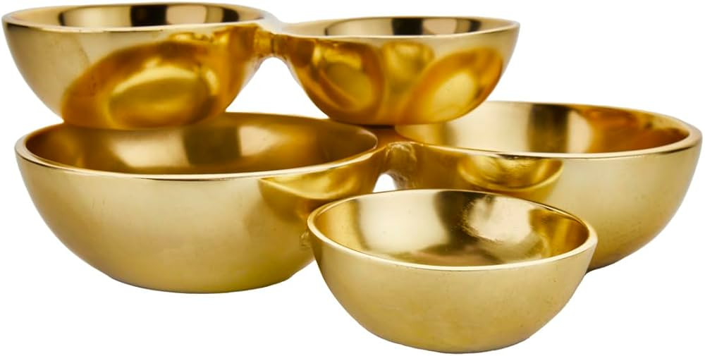 Godinger Gold Metal Cluster Appetizer, Dessert, Fruit Bowls, Set of 5 | Amazon (US)