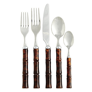 BW Bamboo Tortoise Flatware Set Acrylic & Stainless Steel Dishwasher Safe | Ballard Designs, Inc.