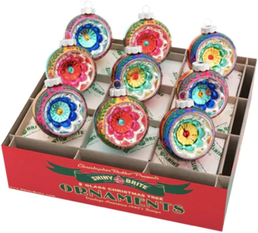 Christopher Radko Christmas Confetti 9 Count 2.5" Reflector Rounds | Amazon (US)