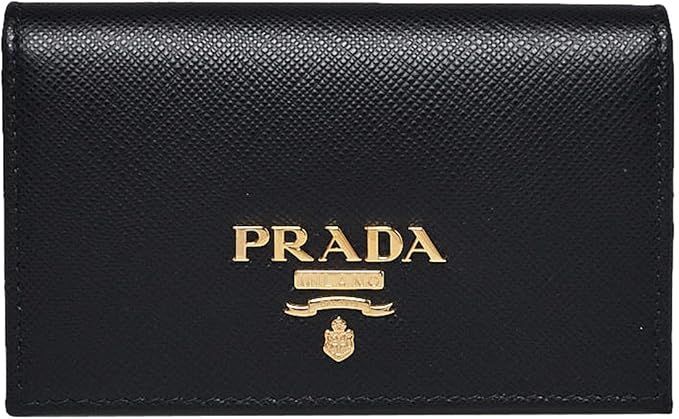 Prada Women's Black Saffiano Leather Fold Over Wallet Card Case | Amazon (US)