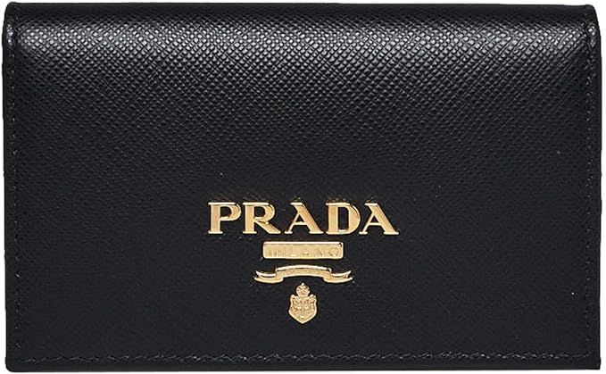 Prada Women's Black Saffiano Leather Fold Over Wallet Card Case | Amazon (US)