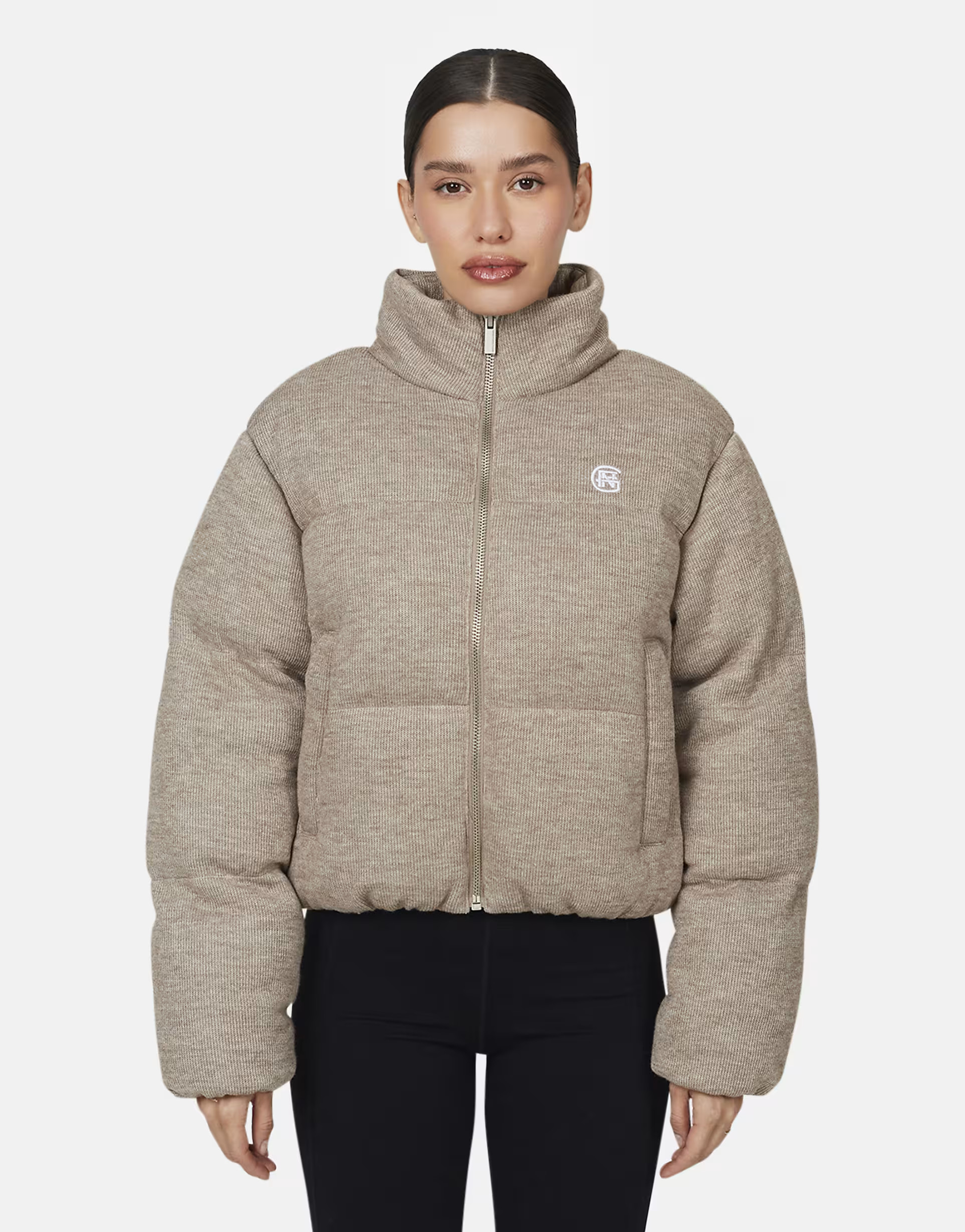 Good For Nothing Knitted padded jacket in taupe | ASOS (Global)