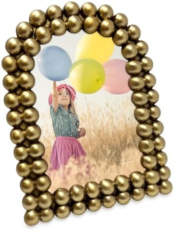 Isaac Jacobs 4x6 Antique Gold Double Bauble Arch Photo Frame with Black Fabric Easel, Tabletop, W... | Amazon (US)