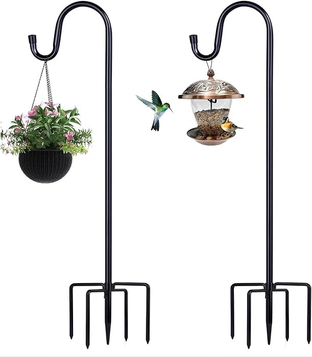 Shepherd Hooks for Outdoor, 2 Pack 78 Inch Bird Feeder Pole with 5 Prongs Base for Hanging Lanter... | Amazon (US)