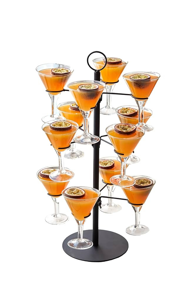 Cocktail Tree Stand, Metal Drink Tower, 3 Tier - 12 Holders For Champagne, Martini, Margarita Cup... | Amazon (US)