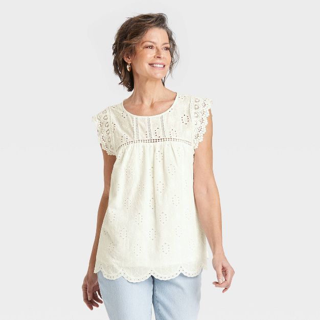 Women's Eyelet Tank Top - Knox Rose™ | Target