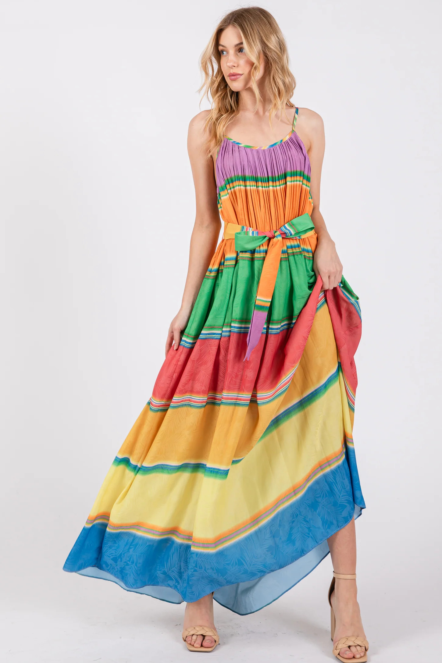 Multi Color Self Tie Adjustable Strap Dress | PinkBlush Maternity