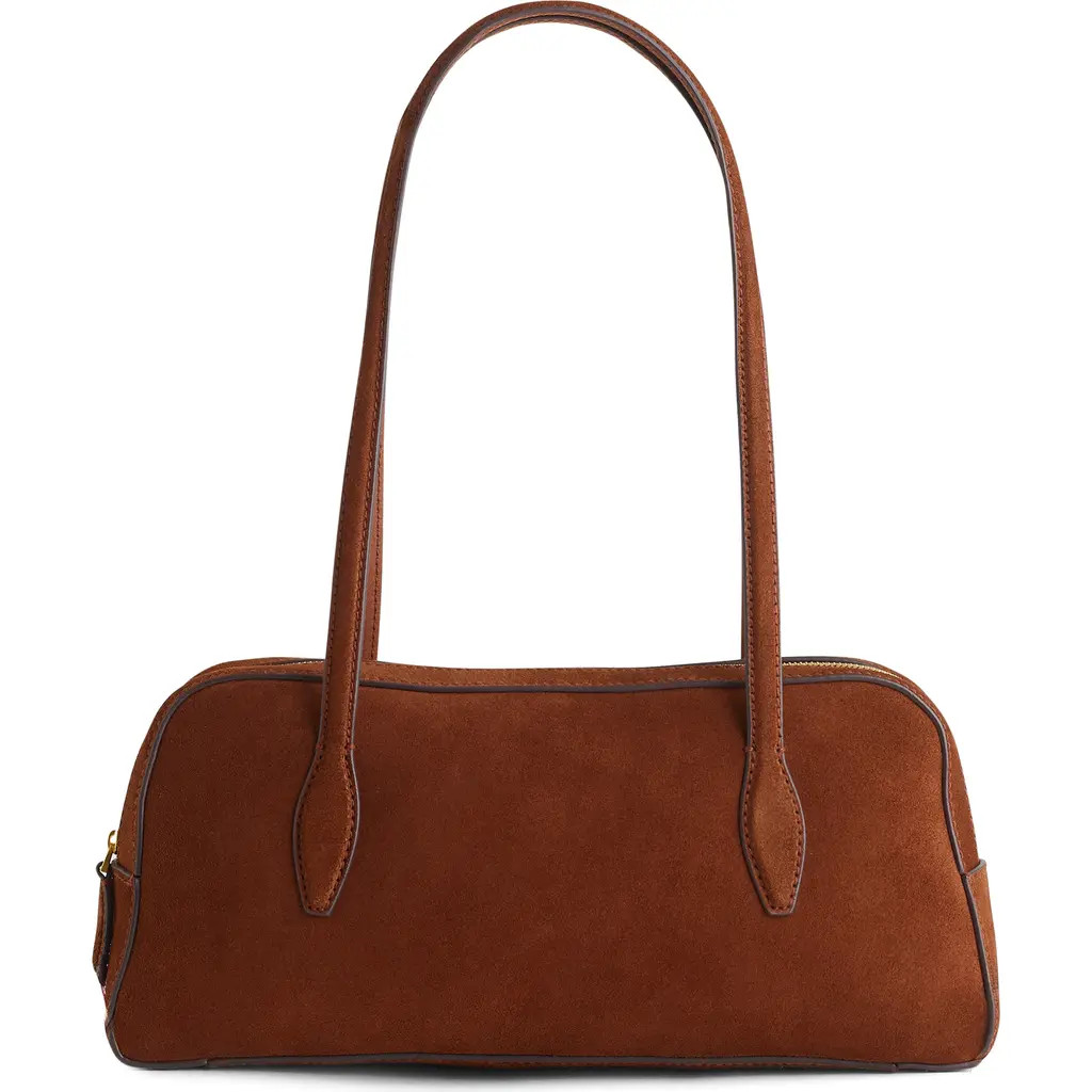 Madewell The Top Zip Suede Shoulder Bag in Soft Mahogany at Nordstrom | Nordstrom
