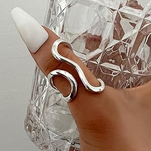 Gold Irregular Thumb Rings for Women Chunky Non Tarnish Stainless Steel Spiral Ring Adjustable Wa... | Amazon (US)