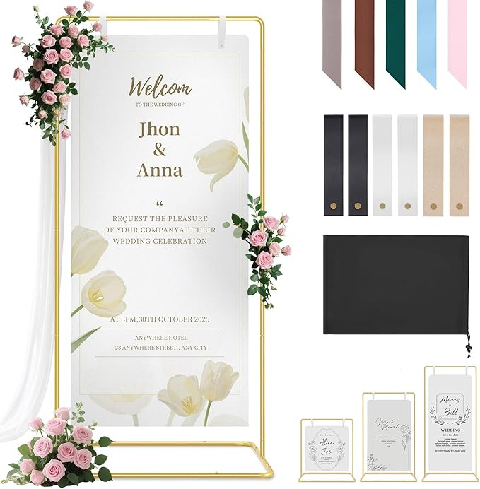 Wedding Welcome Sign Stand Holder - Adjustable Easel for Wedding Signs Stand & Seating Charts, Me... | Amazon (US)
