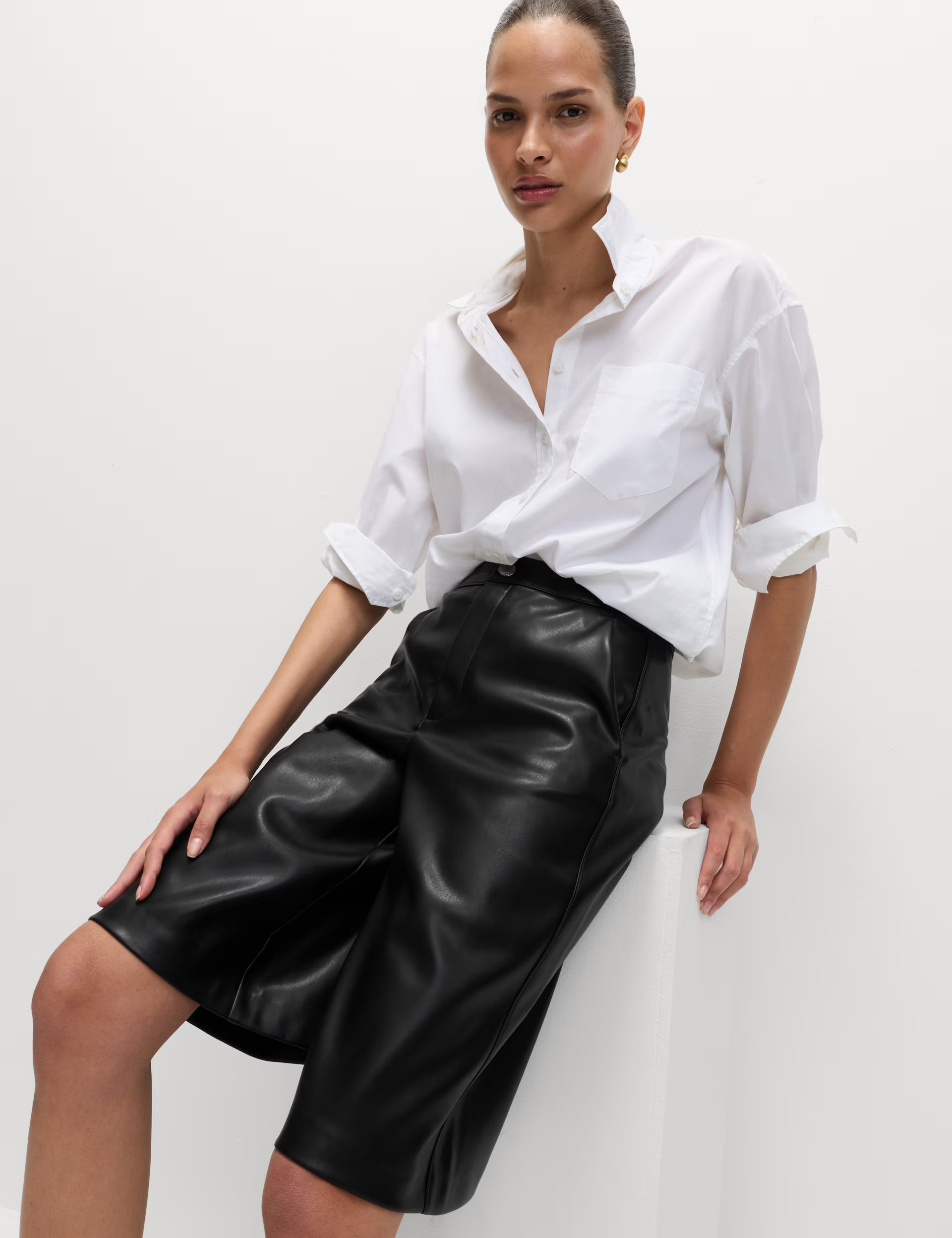 Faux Leather High Waisted Knee Length Bermuda Shorts | Marks & Spencer (UK)