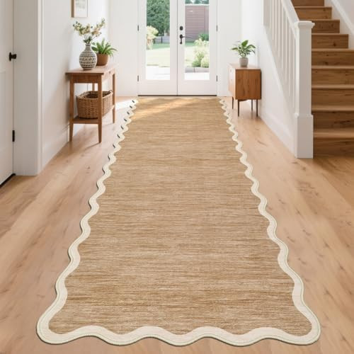 GarveeHome Scalloped Runner Rug for Kitchen Non Slip 2'6''x8' Washable Rugs | Amazon (US)